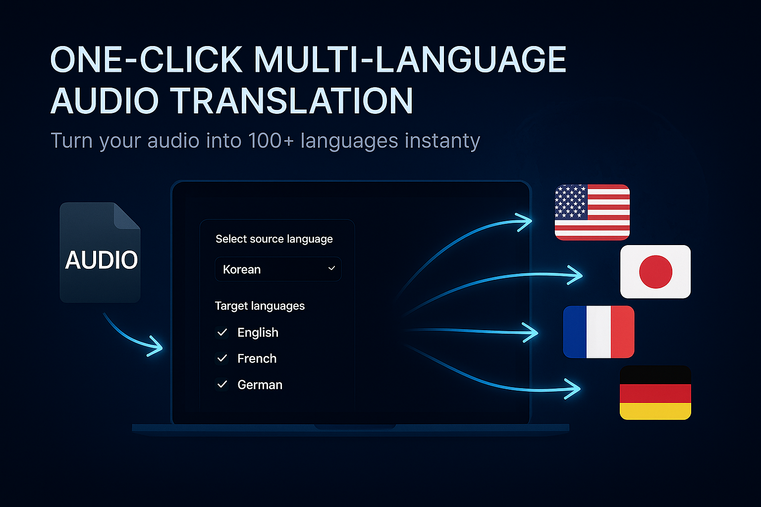 World map showing supported languages for transcription